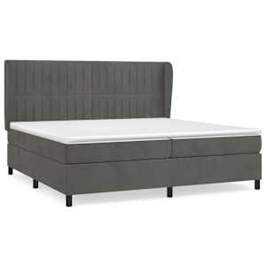 Box spring postel s matrací tmavě šedá 200x200 cm samet - obrázek 2