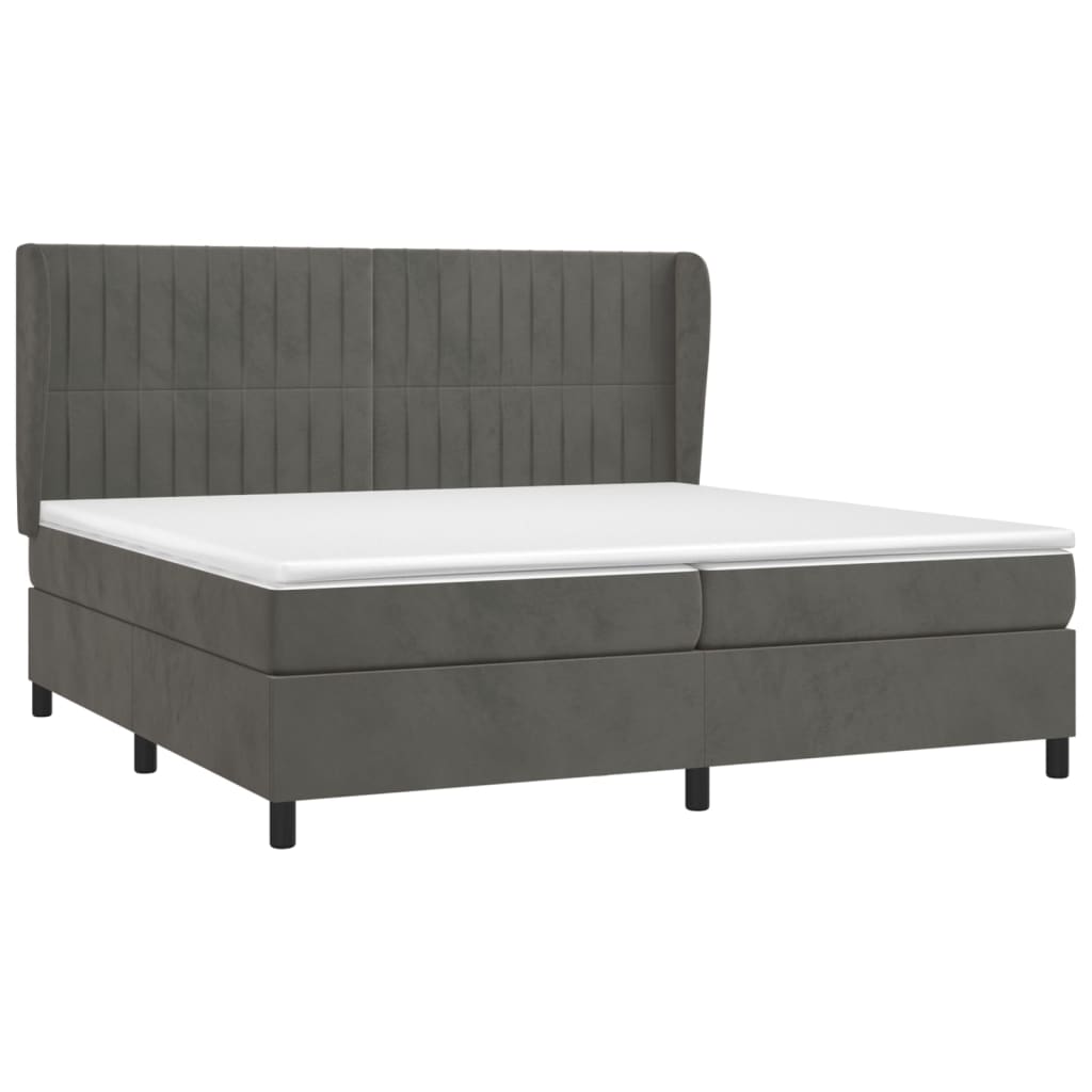 vidaXL Boxspring met matras fluweel donkergrijs 200x200 cm afbeelding