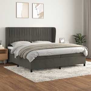 Box spring postel s matrací tmavě šedá 200x200 cm samet - obrázek 1