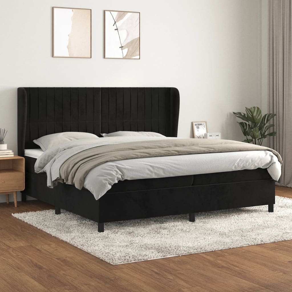 vidaXL Boxspringbett mit Matratze Schwarz 200x200 cm Samt