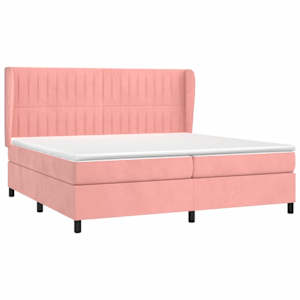 Box spring postel s matrací růžová 200x200 cm samet - obrázek 3
