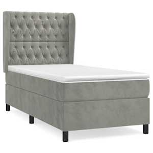 Box spring postel s matrací světle šedá 80 x 200 cm samet - obrázek 2