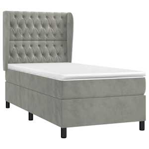 Box spring postel s matrací světle šedá 80 x 200 cm samet - obrázek 3