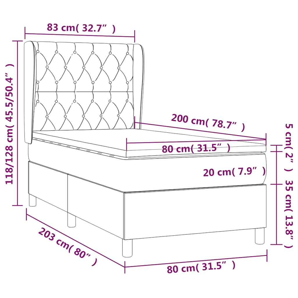 Box spring postelja z vzmetnico temno zelena 80x200 cm žamet - slika 8