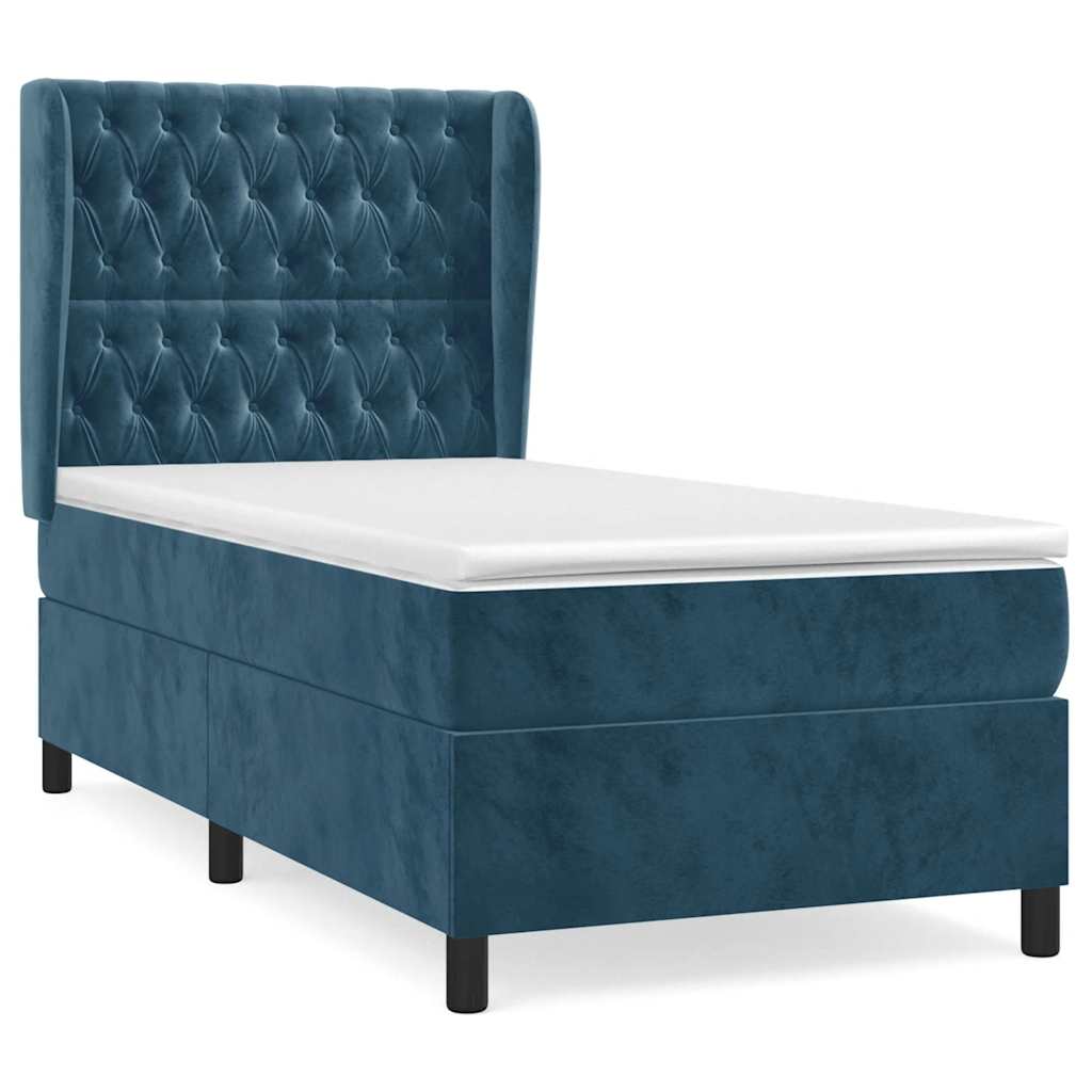 vidaXL Box spring postel s matrací tmavě modrá 80 x 200 cm samet