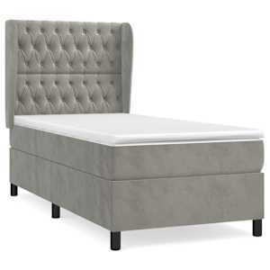 Box spring postel s matrací světle šedá 90x190 cm samet - obrázek 2