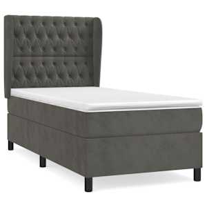 Box spring postel s matrací tmavě šedá 90x190 cm samet - obrázek 2