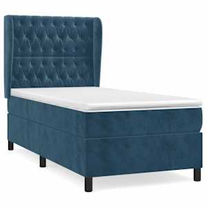 Box spring postel s matrací tmavě modrá 90x190 cm samet - obrázek 2