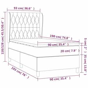 Box spring postel s matrací tmavě modrá 90x190 cm samet - obrázek 8
