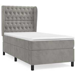 Box spring postel s matrací světle šedá 90x200 cm samet - obrázek 2