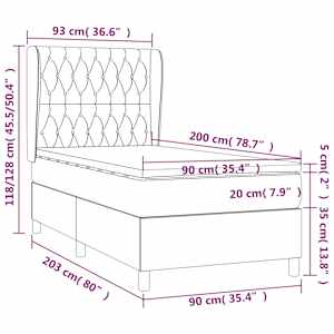 Box spring postel s matrací světle šedá 90x200 cm samet - obrázek 7