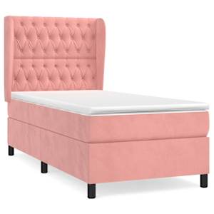 Box spring postel s matrací růžová 90x200 cm samet - obrázek 2