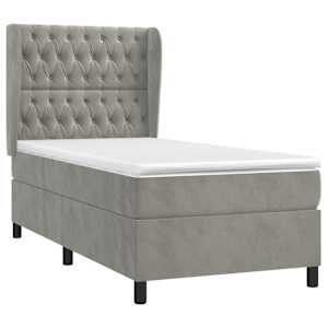 Box spring postel s matrací světle šedá 100x200 cm samet - obrázek 3