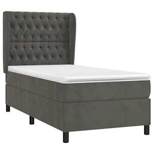 Box spring postel s matrací tmavě šedá 100x200 cm samet - obrázek 3