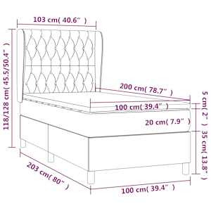 Box spring postel s matrací černá 100x200 cm samet - obrázek 7