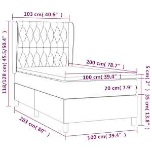 Box spring postel s matrací tmavě modrá 100x200 cm samet - obrázek 8