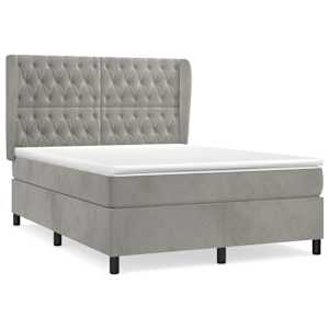 Box spring postel s matrací světle šedá 140x190 cm samet - obrázek 2