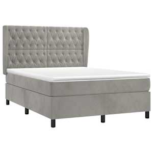 Box spring postel s matrací světle šedá 140x190 cm samet - obrázek 3