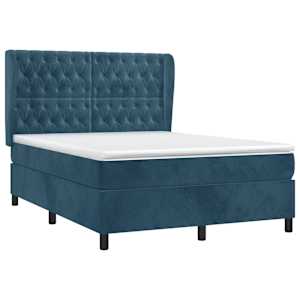Box spring postel s matrací tmavě modrá 140x190 cm samet - obrázek 3