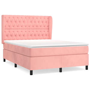 Box spring postel s matrací růžová 140x190 cm samet - obrázek 2