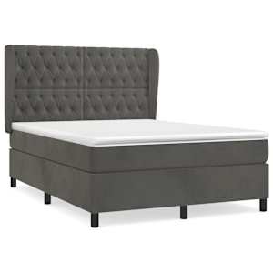 Box spring postel s matrací tmavě šedá 140x200 cm samet - obrázek 2