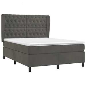 Box spring postel s matrací tmavě šedá 140x200 cm samet - obrázek 3