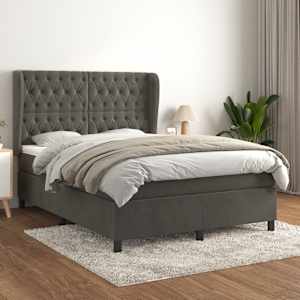 Box spring postel s matrací tmavě šedá 140x200 cm samet - obrázek 1