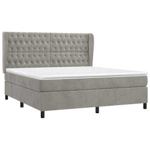 Box spring postel s matrací světle šedá 160x200 cm samet - obrázek 3