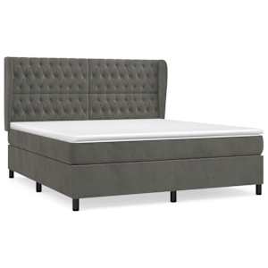 Box spring postel s matrací tmavě šedá 160x200 cm samet - obrázek 2