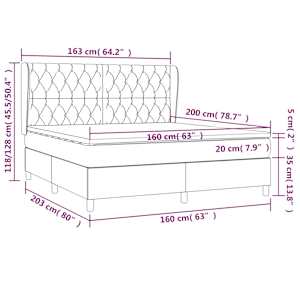 Box spring postel s matrací tmavě šedá 160x200 cm samet - obrázek 7
