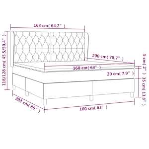 Box spring postelja z vzmetnico temno siva 160x200 cm žamet - slika 7