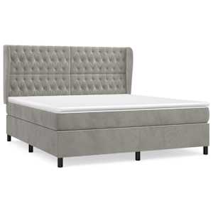 Box spring postel s matrací světle šedá 180x200 cm samet - obrázek 2
