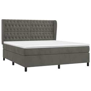 Box spring postel s matrací tmavě šedá 180x200 cm samet - obrázek 3