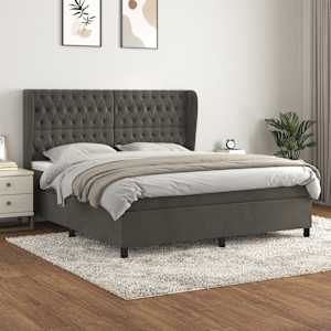 Box spring postel s matrací tmavě šedá 180x200 cm samet - obrázek 1