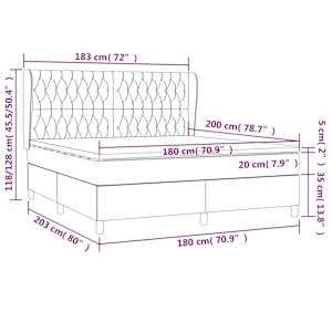 Box spring postelja z vzmetnico temno modra 180x200 cm žamet - slika 7