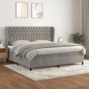 Box spring postel s matrací světle šedá 200x200 cm samet - obrázek 1