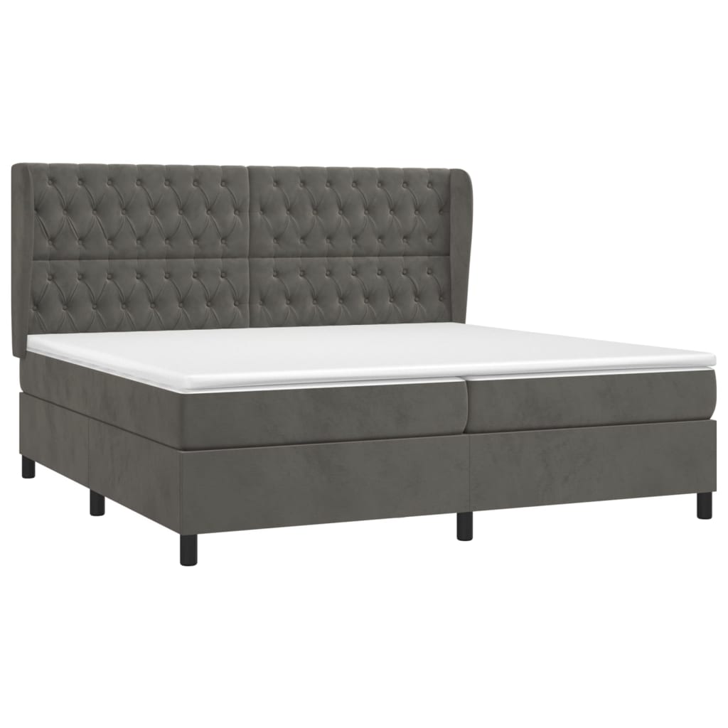Thumbnail - vidaXL Boxspringbett mit Matratze Dunkelgrau 200x200 cm Samt