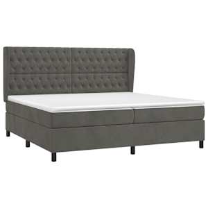 Box spring postel s matrací tmavě šedá 200x200 cm samet - obrázek 3