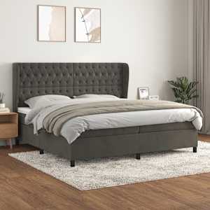 Box spring postel s matrací tmavě šedá 200x200 cm samet - obrázek 1