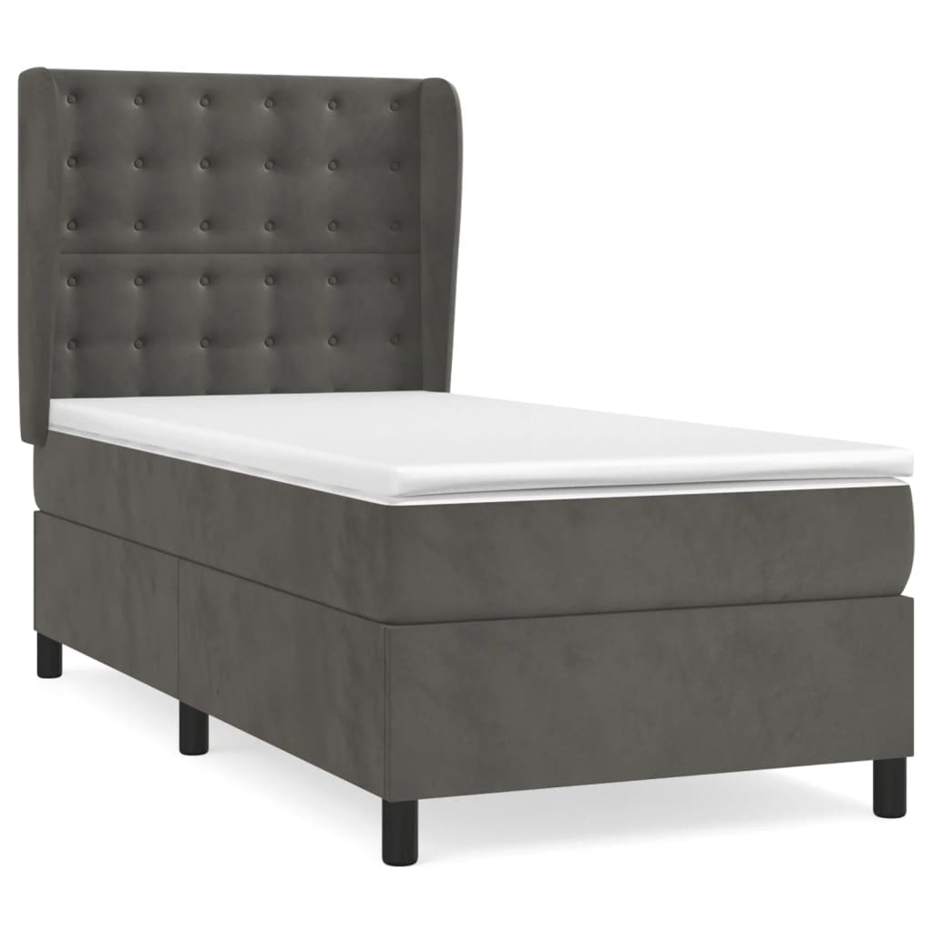Thumbnail - vidaXL Boxspringbett mit Matratze Dunkelgrau 80x200 cm Samt