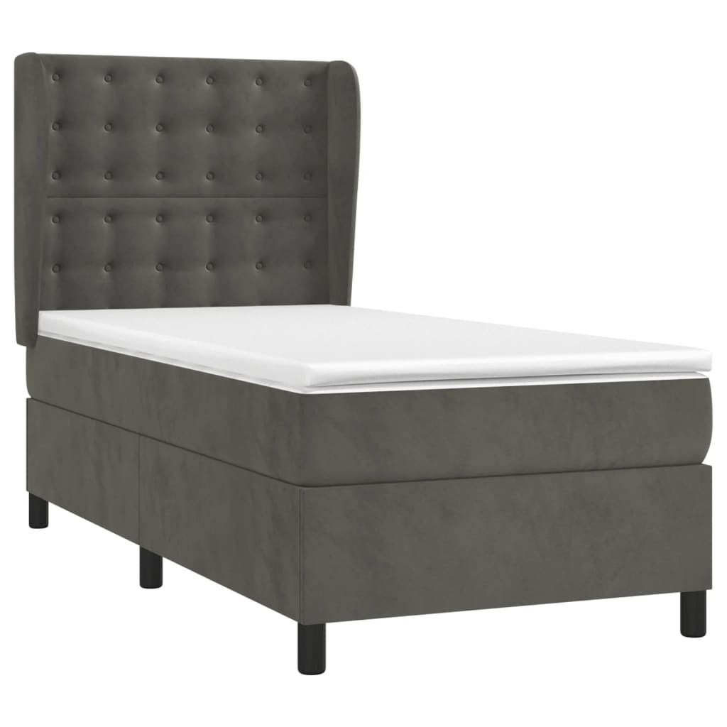 Thumbnail - vidaXL Boxspringbett mit Matratze Dunkelgrau 80x200 cm Samt