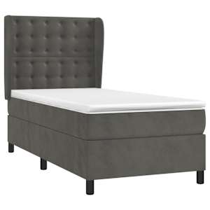 Box spring postel s matrací tmavě šedá 80 x 200 cm samet - obrázek 3