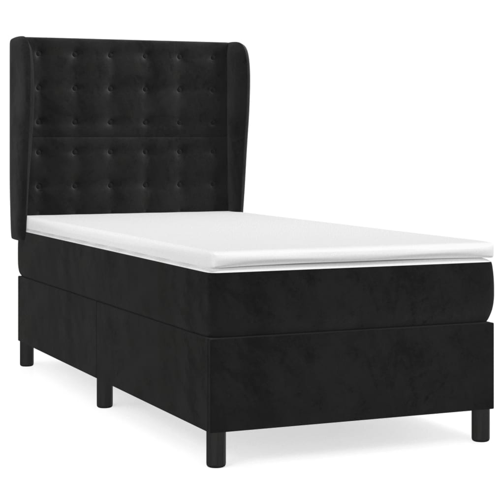 Thumbnail - vidaXL Boxspringbett mit Matratze Schwarz 80x200 cm Samt
