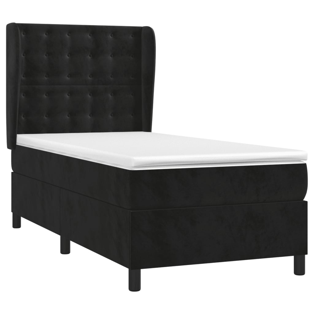 vidaXL Boxspring met matras fluweel zwart 80x200 cm afbeelding