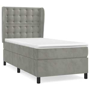 Box spring postel s matrací světle šedá 90x190 cm samet - obrázek 2