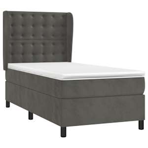 Box spring postel s matrací tmavě šedá 90x190 cm samet - obrázek 3