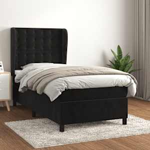 Box spring postel s matrací černá 90x190 cm samet - obrázek 1