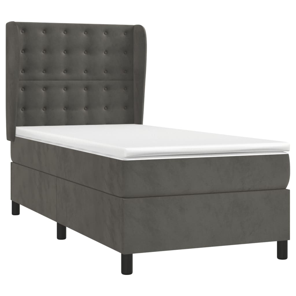 vidaXL Boxspring met matras fluweel donkergrijs 100x200 cm afbeelding