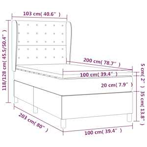 Box spring postel s matrací černá 100x200 cm samet - obrázek 7