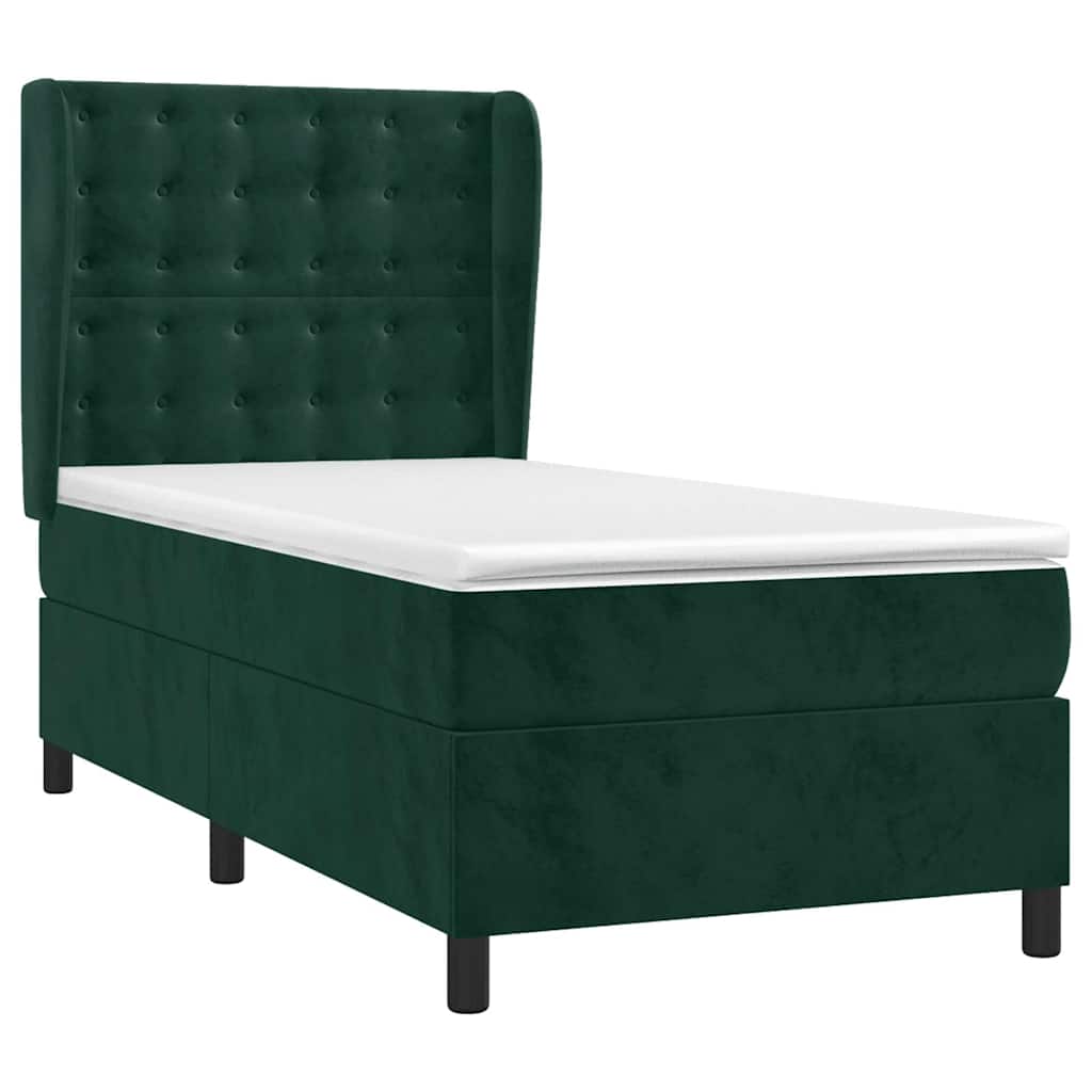 vidaXL - Boxspring - met - matras - fluweel - donkergroen - 100x200 - cm